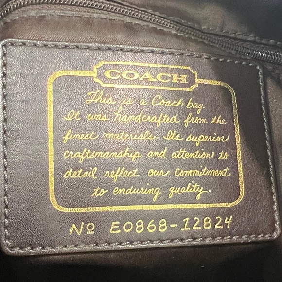 Coach Signature Jacquard Canvas & Patent Leather Hobo Shoulder Bag Khaki/Brown - Picture 9 of 11